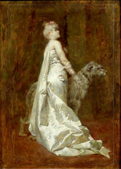 Witte jurk en hond door Eugenio Scomparini