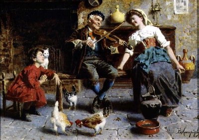 Oude Man Speelt de Viool door Eugenio Zampighi