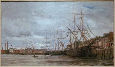 Haven met zeilschepen door Eugene Louis Boudin