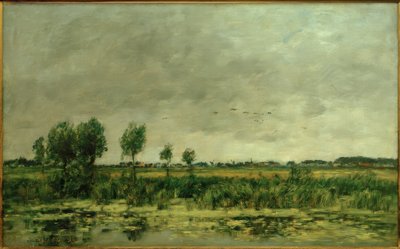 Moeras bij Honfleur door Eugene Louis Boudin