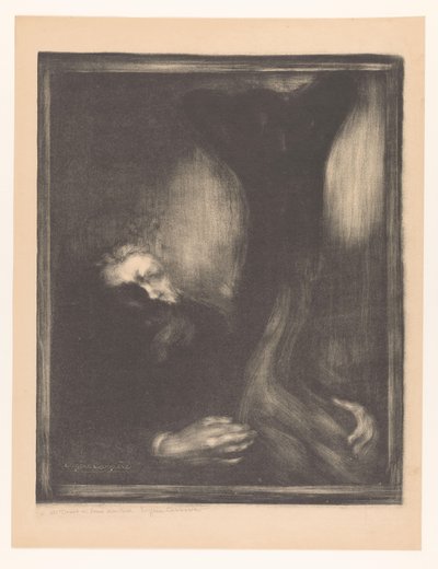 Portret van Rodin met een sculptuur door Eugène Carrière
