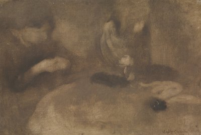 Vrouwen naaien aan een tafel, ca. 1894-96 door Eugène Carrière