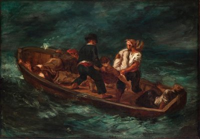 Na het schipbreuk (Barge van Don Juan - dood lichaam in zee gegooid) door Eugène Delacroix