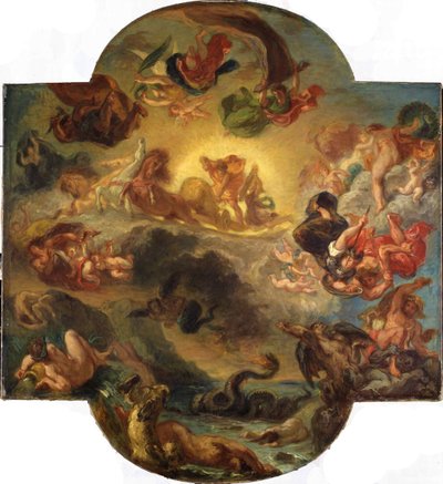 Apollon overwint de slang Python, ca. 1853 door Ferdinand Victor Eugene Delacroix