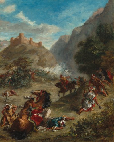Arabieren in Gevecht in de Bergen door Eugène Delacroix