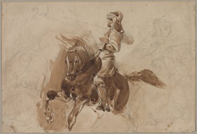 Gepantserde figuur te paard (recto) door Eugène Delacroix