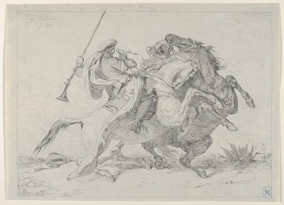 Botsing van Moorse ruiters, 1834 door Eugène Delacroix