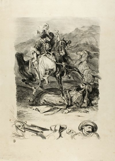 Gevecht tussen Giaour en de Pasha door Eugène Delacroix