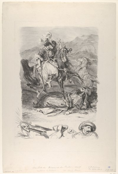 Gevecht tussen de Giaour en de Pasha, 1827 door Eugène Delacroix