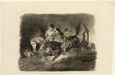 Faust en Mephistopheles galopperend door de nacht van de heksensabbat door Eugène Delacroix