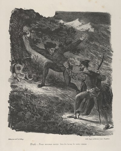 Faust en Mephistopheles in de Harzbergen door Eugène Delacroix