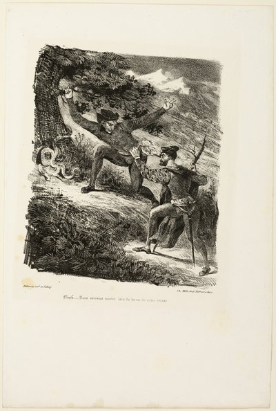 Faust en Mephistopheles in het Harzgebergte, uit Faust door Eugène Delacroix