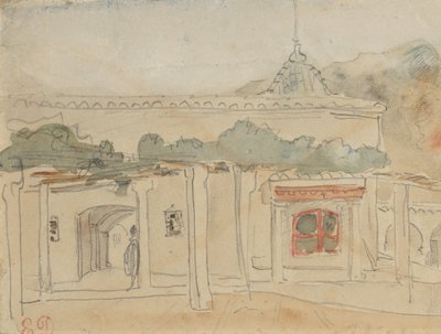 Figuur in een deuropening door Eugène Delacroix