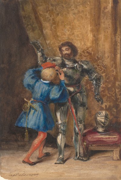 Goetz von Berlichingen Wordt in Harnas Geholpen door Zijn Page George, 1826-27 door Eugène Delacroix