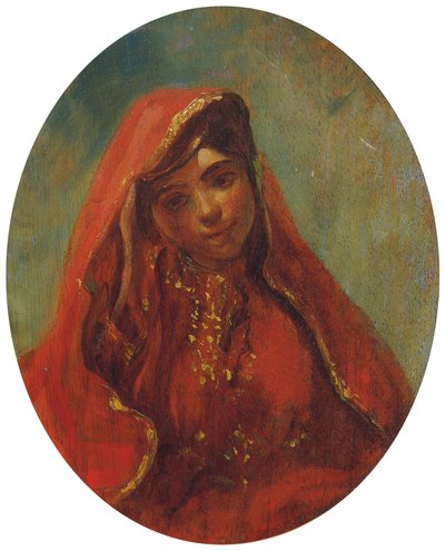 Halffiguur van een Marokkaanse vrouw door Eugène Delacroix