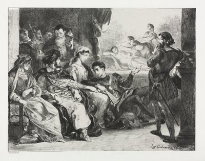 Hamlet: Hamlet Gebiedt de Acteurs een Scène te Doen uit de Vergiftiging van zijn Vader door Eugène Delacroix