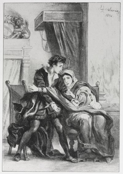 Hamlet: Hamlet en de Koningin door Eugène Delacroix