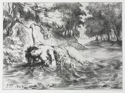 Hamlet: De Dood van Ophelia door Eugène Delacroix