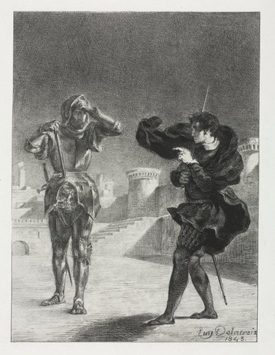 Hamlet: Het Spook op het Terras door Eugène Delacroix