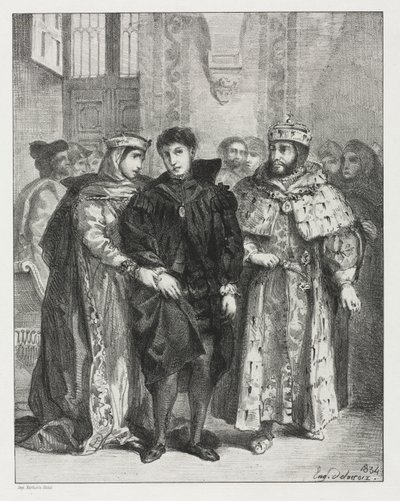 Hamlet: De Koningin Probeert Hamlet te Troosten door Eugène Delacroix