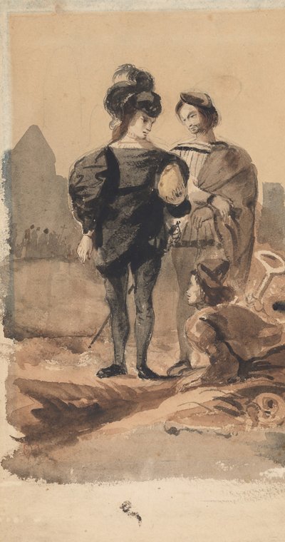 Hamlet en Horatio in het kerkhof, 1827-28 door Eugène Delacroix