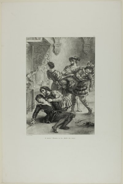 Hamlets dood, plaat 16 uit Hamlet door Eugène Delacroix