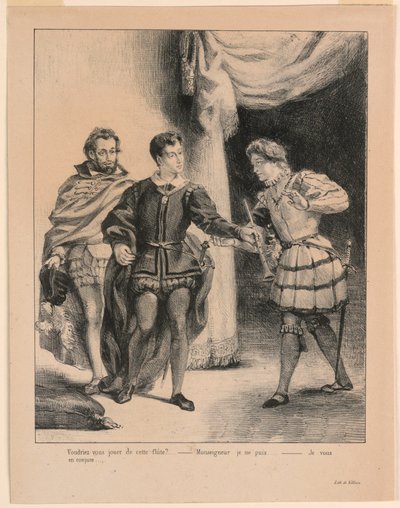 Illustratie voor Hamlet: Hamlet en Guildenstern (III,2) door Eugène Delacroix