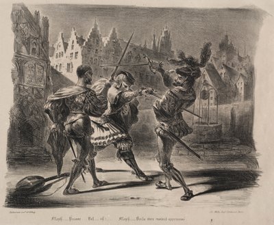 Illustraties voor Faust: Duel van Faust en Valentin door Eugène Delacroix