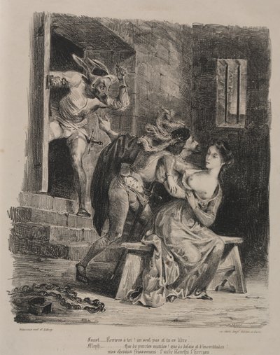 Illustraties voor Faust: Faust in de gevangenis van Marguerite door Eugène Delacroix