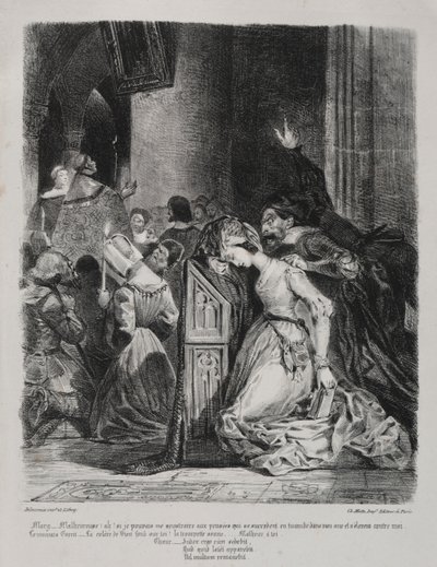 Illustraties voor Faust: Marguerite in de kerk door Eugène Delacroix