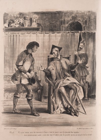 Illustraties voor Faust: Mefistofeles ontvangt de schooljongen door Eugène Delacroix