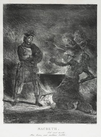 Macbeth raadpleegt de heksen door Eugène Delacroix