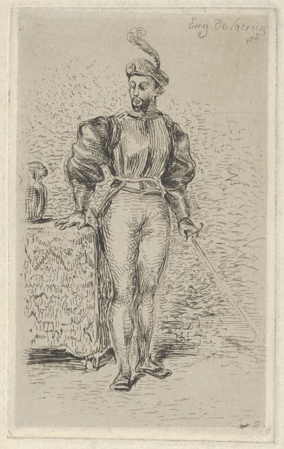 Man in wapenrusting, 1833 door Eugène Delacroix