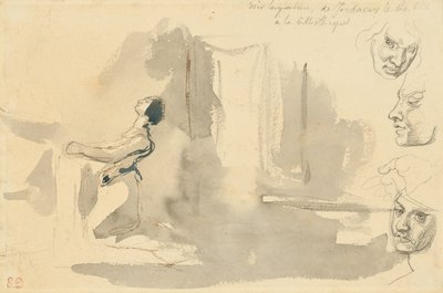 Margriet in de kerk met studies van het hoofd van Mephistopheles door Eugène Delacroix
