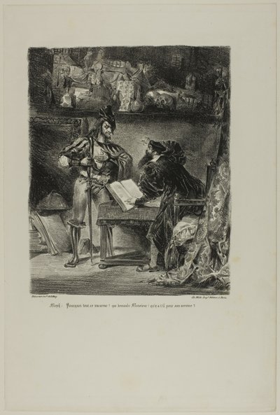 Mephistopheles verschijnt aan Faust, uit Faust door Eugène Delacroix