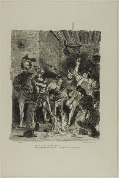 Mephistopheles in de studentenherberg, uit Faust door Eugène Delacroix