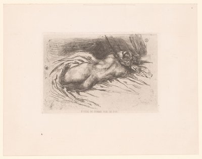 Naakte vrouw op de rug gezien door Eugène Delacroix