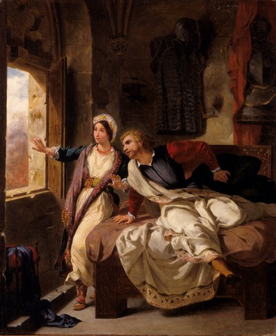 Rebecca en de Gewonde Ivanhoe, 1823 door Ferdinand Victor Eugene Delacroix