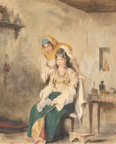 Saada, de vrouw van Abraham Ben-Chimol, en Préciada, een van hun dochters, 1832 door Eugène Delacroix