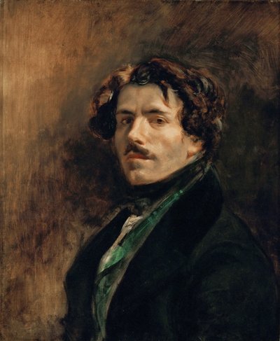 Zelfportret met groene vest door Eugène Delacroix