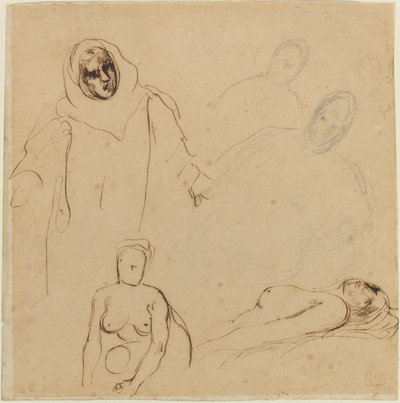 Studies voor Christoffel Columbus door Eugène Delacroix
