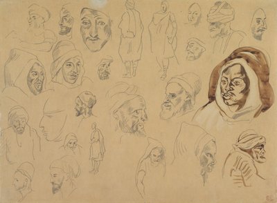 Studies van Arabische Hoofden en Figuren, na 1832 door Eugène Delacroix