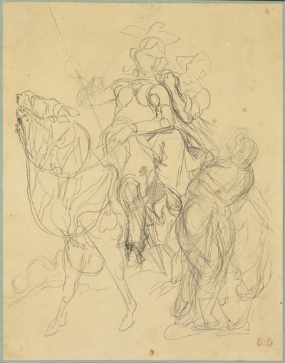 Studie voor Marphise en de meesteres van Pinabel door Eugène Delacroix
