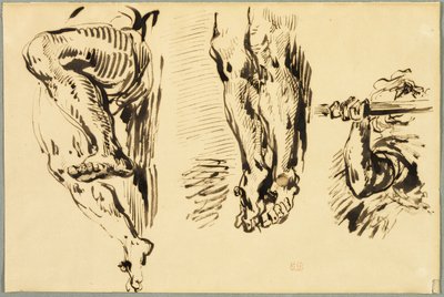Studie van armen en benen van de gekruisigde Christus door Eugène Delacroix
