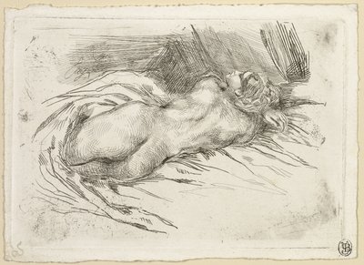 Studie van een vrouw van achteren gezien door Eugène Delacroix