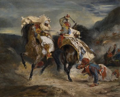 Het gevecht van de Giaour en Hassan door Eugène Delacroix