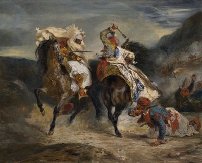 Het gevecht van de Giaour en Hassan, 1826 door Eugène Delacroix