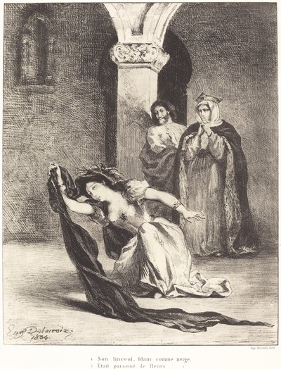 Het Lied van Ophelia (Act IV, Scene V) door Eugène Delacroix