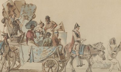 Theatergezelschap op de weg door Eugène Delacroix