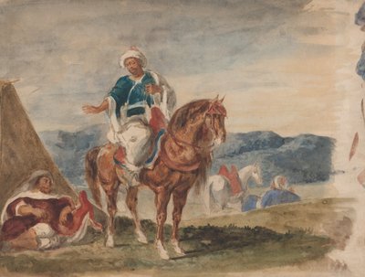 Drie Arabische ruiters bij een kampement door Eugène Delacroix